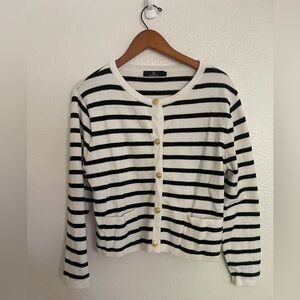 Striped Black and White Cardigan Sweater